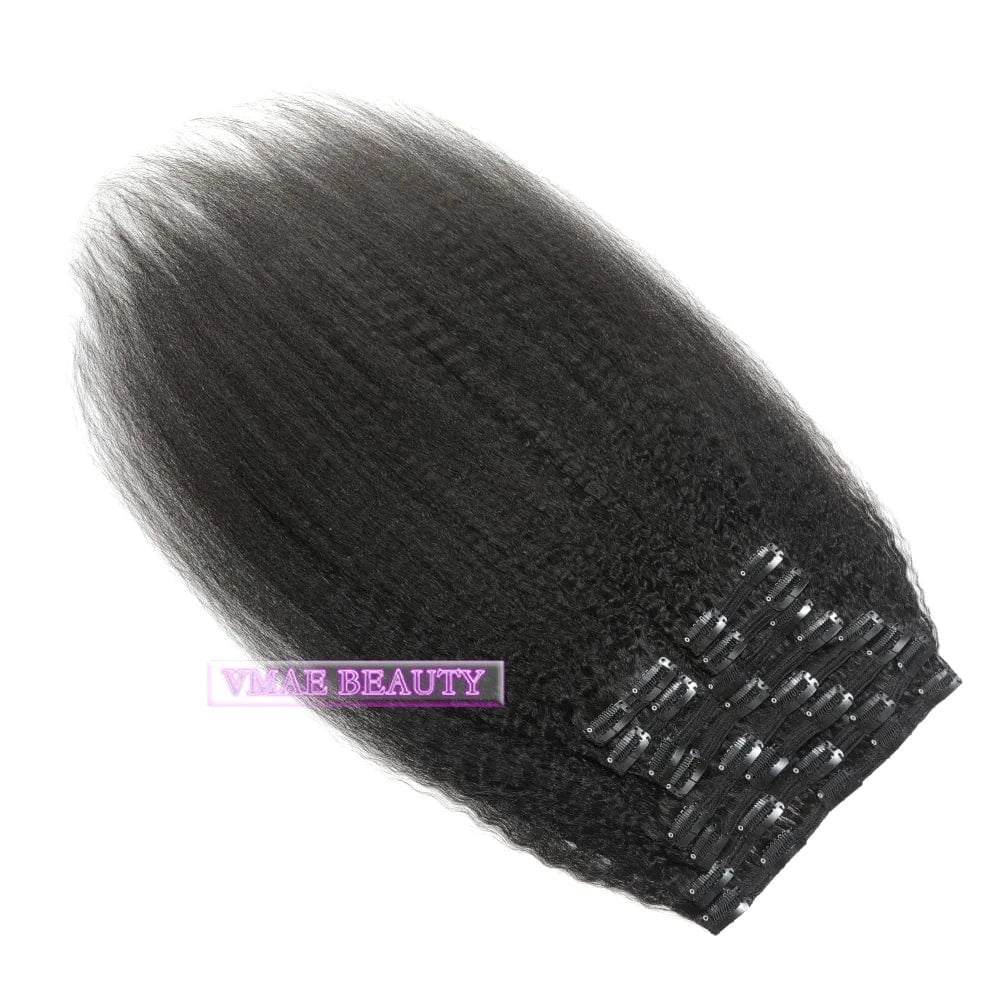 VMAE Wholesale Raw Remy Virgin Human Hair Extensions Clip Ins Wavy Afro Kinky Curly Clip In Hair Extensions for Black Women
