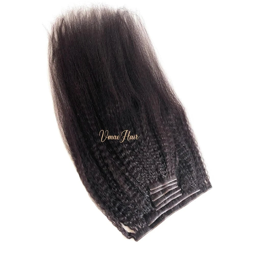 VMAE Wholesale Raw Vietnamese Remy Human Hair Afro Kinky Curly PU Genius Invisible Clip-in Seamless Clip In Hair Extension