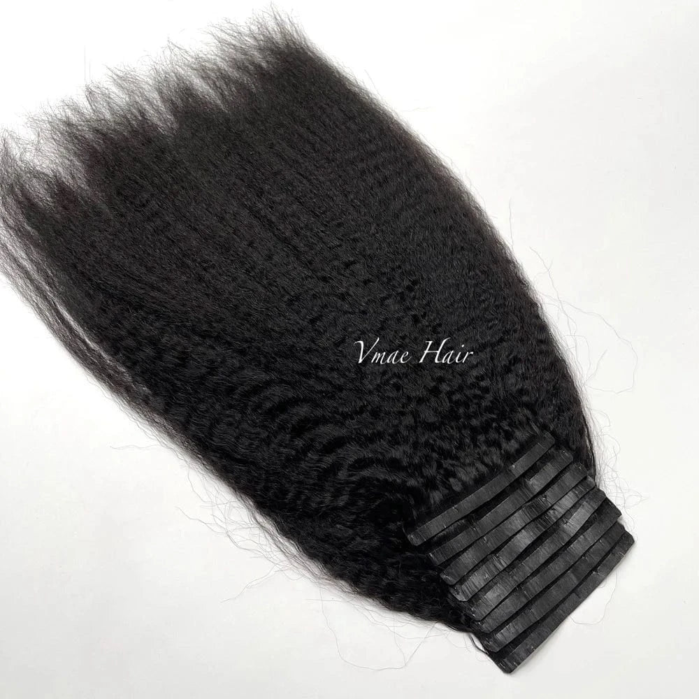 VMAE Wholesale Vietnamese Raw Cuticle Aligned Human Hair PU Invisible Clip Ins Water Wave Kinky Seamless Clip In Hair Extension
