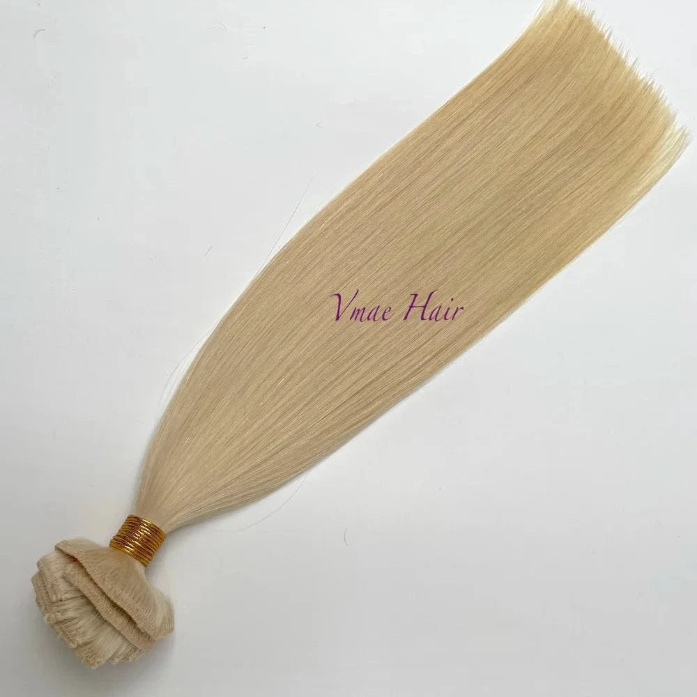 VMAE Wholesale Virgin Russian 100g Straight Clip Ins Dark Brown Color Remy Raw Hair Clip In Human Hair Extensions