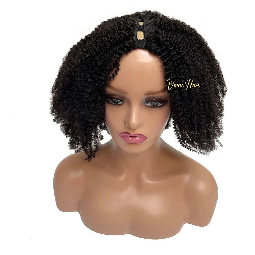 VMAE Wig Vendors Wholesale Cuticle Aligned Raw Human Hair Wig Natural Coarse Kinky Straight U V Part Human Hair Wigs for Black W