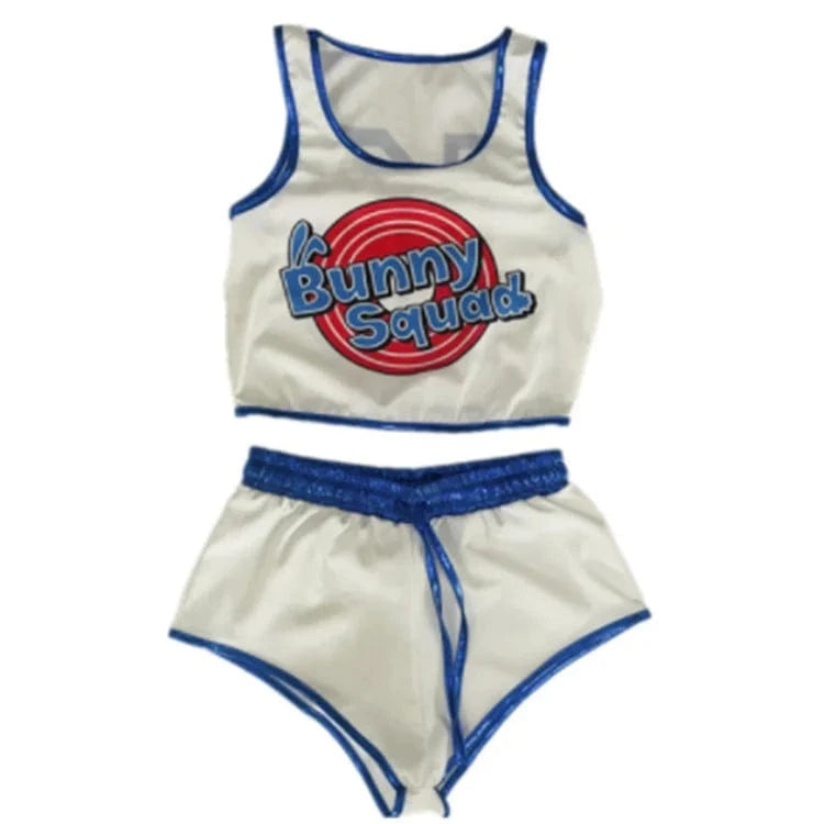 W-S543A Sexy Women Two Piece Set Printed Crop Top and Hot Shorts Tracksuits Rabbit Cosplay Costume