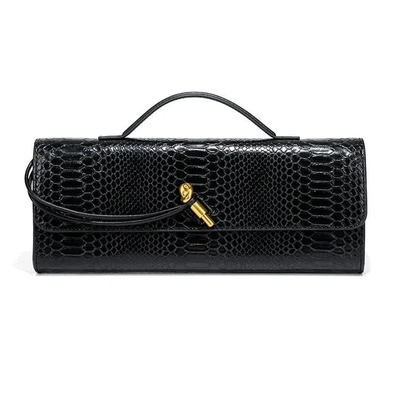 W1893 black / 32*5*14cm / Wedding 2025 Fine Era Luxury Women's Shoulder Bag Handmade Snakeskin Woven Design Waterproof Polyester Lining Hot Selling Product