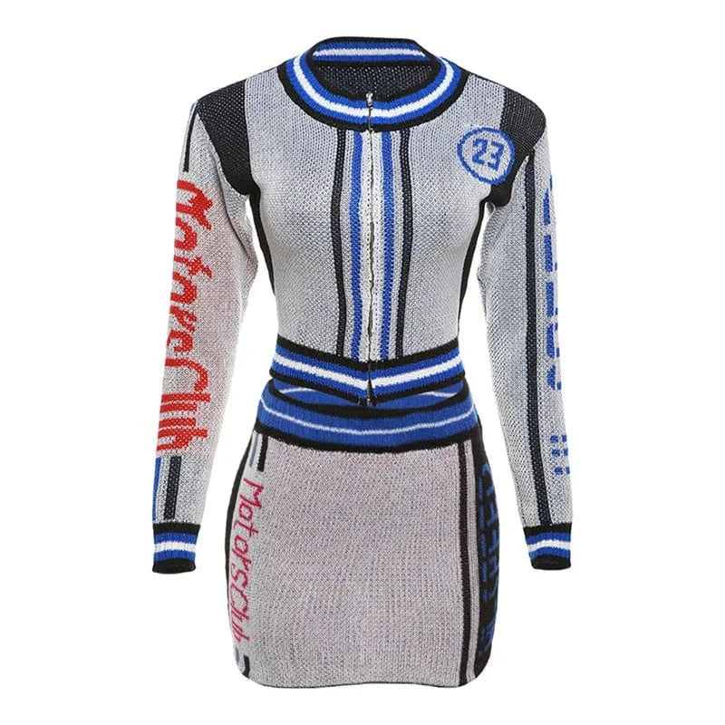 W23S36911 Trendy new design spring clothes 2024 fashion streetwear sexy knitted mini skirt 2 piece set women casual women's sets