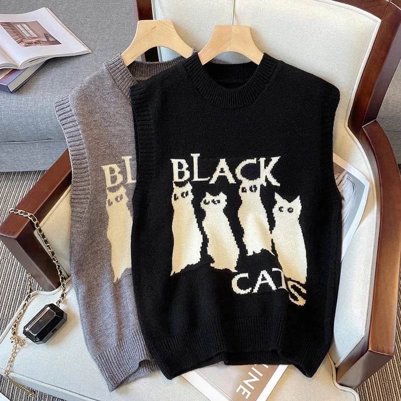 Waistcoat knitted vest women 2024 spring and autumn new round neck sleeveless fashion vest sweater vest blouse