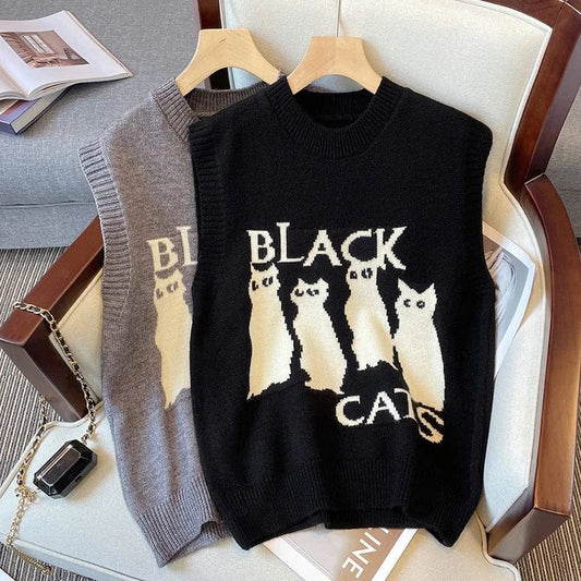 Waistcoat knitted vest women 2024 spring and autumn new round neck sleeveless fashion vest sweater vest blouse