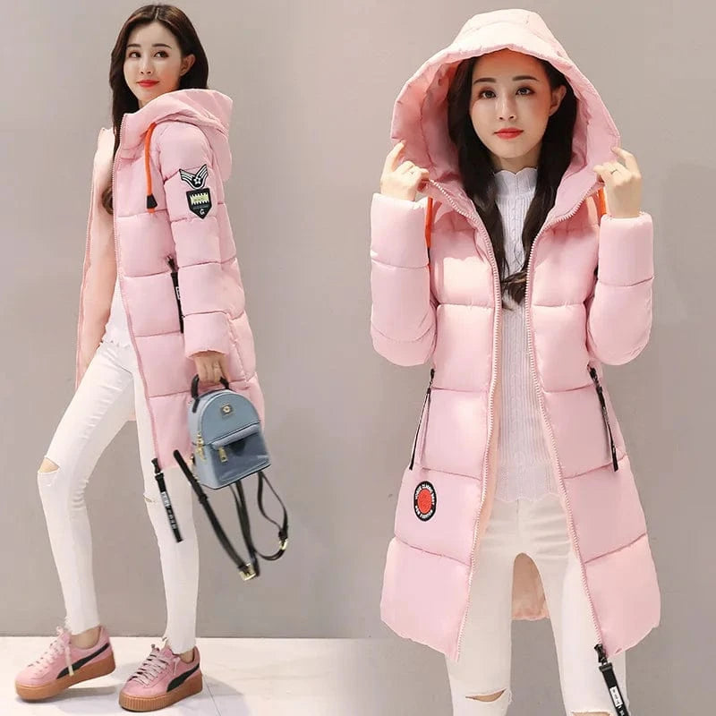 warm coat plus size candy color cotton padded jacket female long parka womens wadded jaqueta feminina