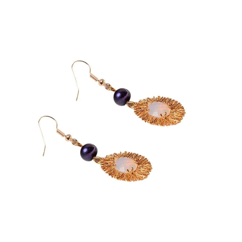 Water drop Hawaii island style black pearl earrings handmade niche design freshwater pearl earrings jewelry