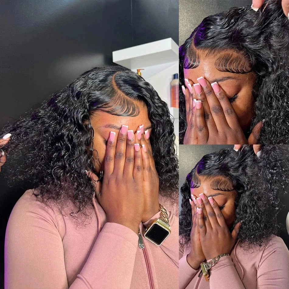 Water Wave Bob Glueless Preplucked Human Wigs Ready To Go 13X4 Frontal Brazilian Wigs On Sale HD Transparent Lace Wig