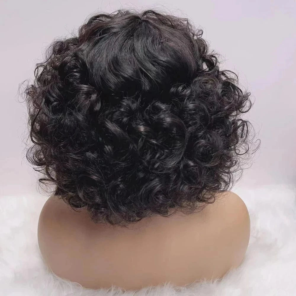 Water Wave Bob Wig With Bangs Bone Human Hair Wigs For Women Human Hair No Lace Full Machine Made Wigs Fringe