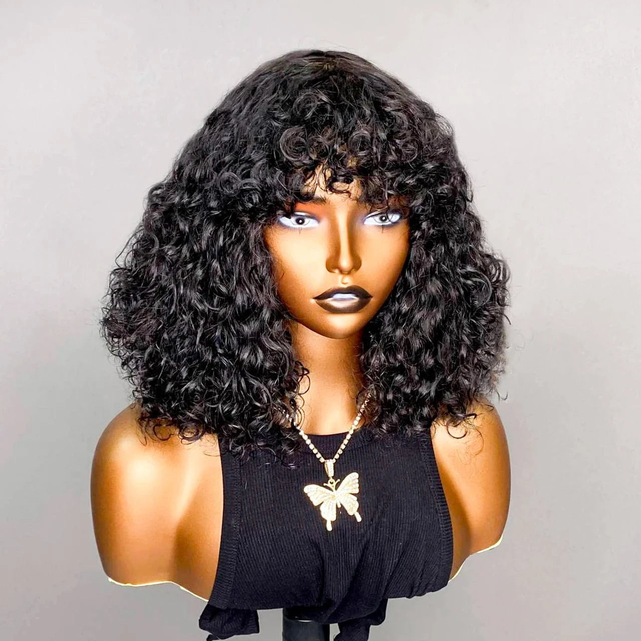 Water Wave Bob Wig With Bangs Bone Human Hair Wigs For Women Human Hair No Lace Full Machine Made Wigs Fringe