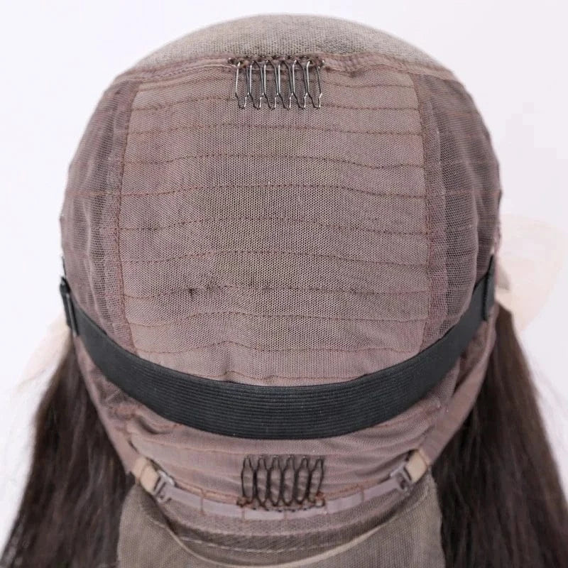 Water Wave HD Lace Frontal Wigs, 250% Density Virgin Raw Indian Remy Grey Human Hair Wig, Glueless Lace Wig Plucked