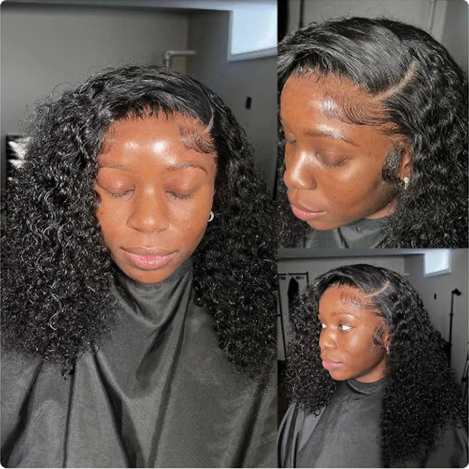 Water wave Remy Hair 13x4 Lace Front Wigs Human Hair Short Bob Wigs Pre Plucked With Baby Hair For Black Women