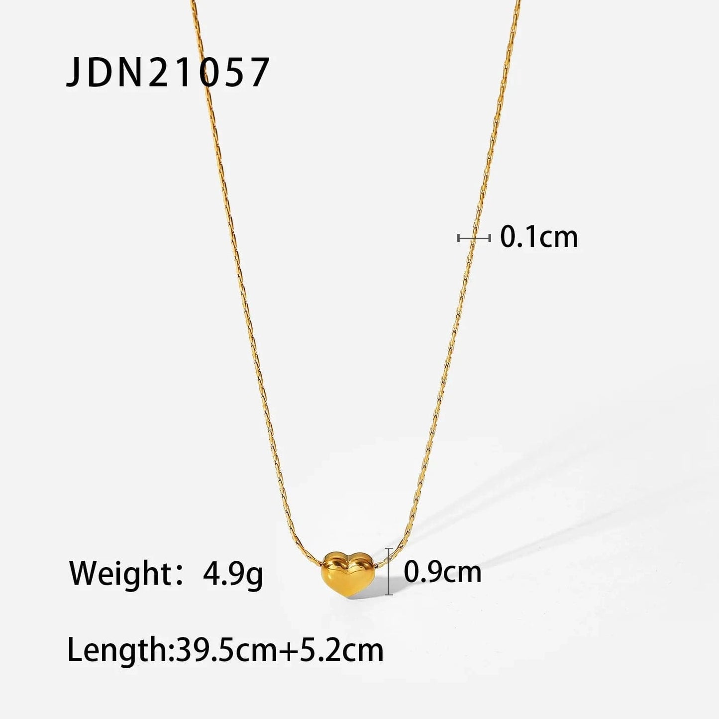 Waterproof / 18inches / N2459 N2459 New Arrival 18K PVD Gold Plated Heart Pendant Choker Jewelry Party Stainless Steel Simple Smooth Heart Necklace for Girls