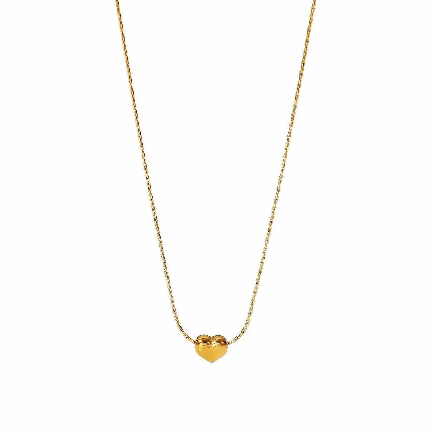 Waterproof / 18inches / N2459 N2459 New Arrival 18K PVD Gold Plated Heart Pendant Choker Jewelry Party Stainless Steel Simple Smooth Heart Necklace for Girls
