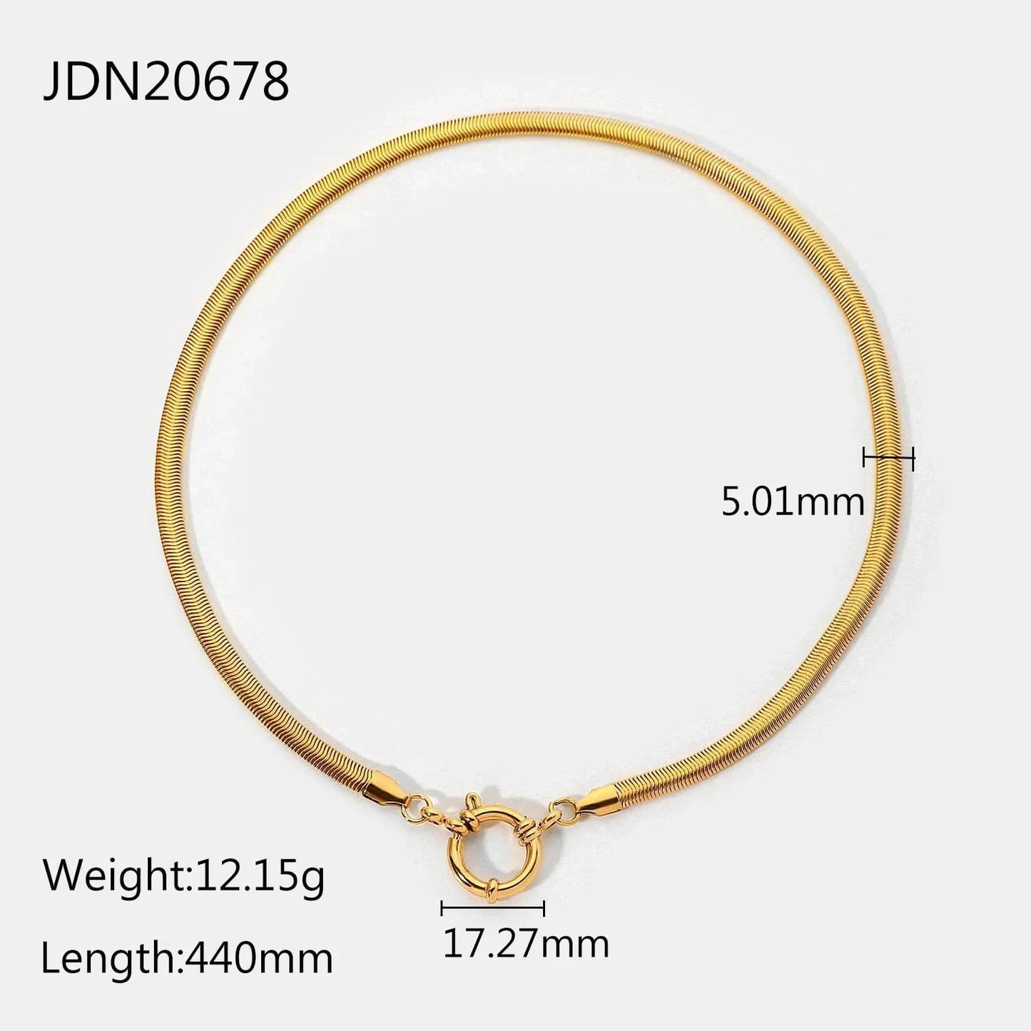 Waterproof / 18inches / N2499 N2499 5mm Thick Choker With Soft Round Spring Clasp Sailor Buckle Gift Stainless Steel Gold Snake Necklace For Women
