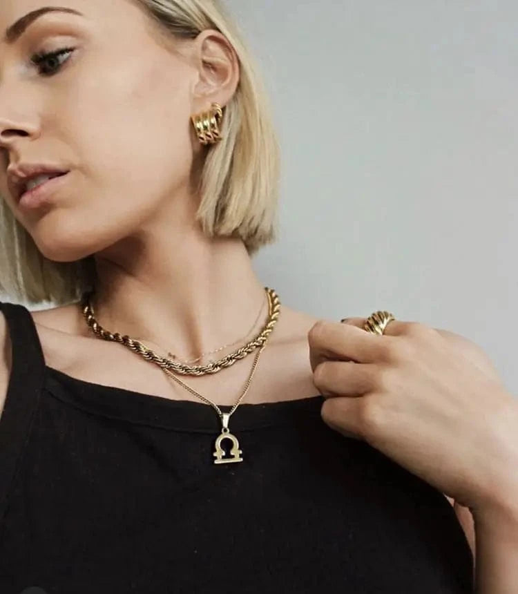 Waterproof / 38cm / N2510 N2510 5mm Chunky Twisted Chocker Necklace Women 18K Gold Stainless Steel Twisted Rope Chain Necklace Jewelry