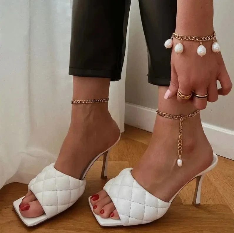 Waterproof / A363 A363 Statement gold Figaro Chain freshwater pearl Anklet Foot Jewelry Gold Plated 316L Stainless Steel summer Anklet