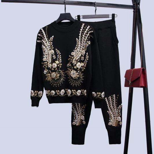 WC2202 Womens New Arrivals Ladies Sweater For Winter Crewneck Sweater Women Top Seller Fabric Pearl Decorations