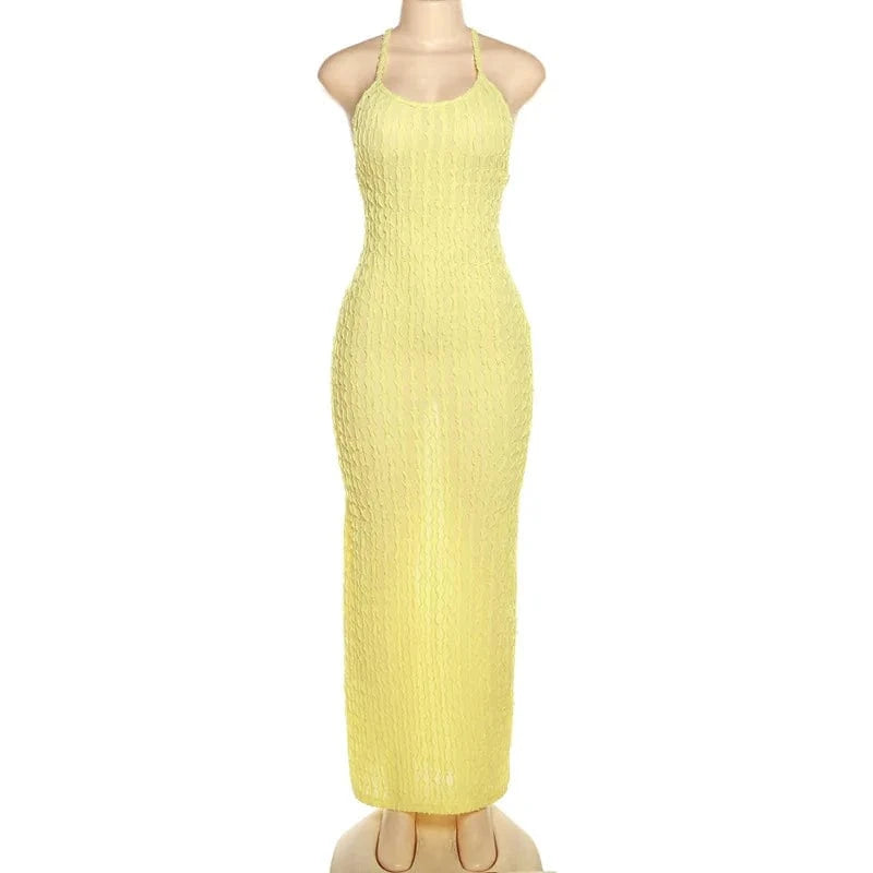 Weird Puss Cross Bandage Women Maxi Dress Vestidos Backless Sleeveless Summer Sexy Elegant Party Bodycon Beach Night Club Dress