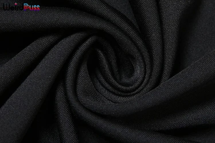 Weird Puss Deep V-Neck Halter Dress Woman Summer  Ruffles Splits Backless Elegant Patchwork Solid Party Coquette Sexy Vestidos