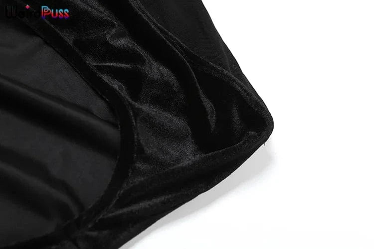 Weird Puss Diagonal Collar Sexy Dress Women Y2K Summer Trend Hollow Mesh Patchwork Midnight Birthday Party Clubwear Maxi Bodycon