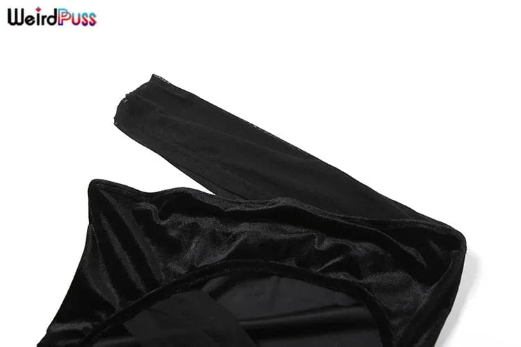 Weird Puss Diagonal Collar Sexy Dress Women Y2K Summer Trend Hollow Mesh Patchwork Midnight Birthday Party Clubwear Maxi Bodycon