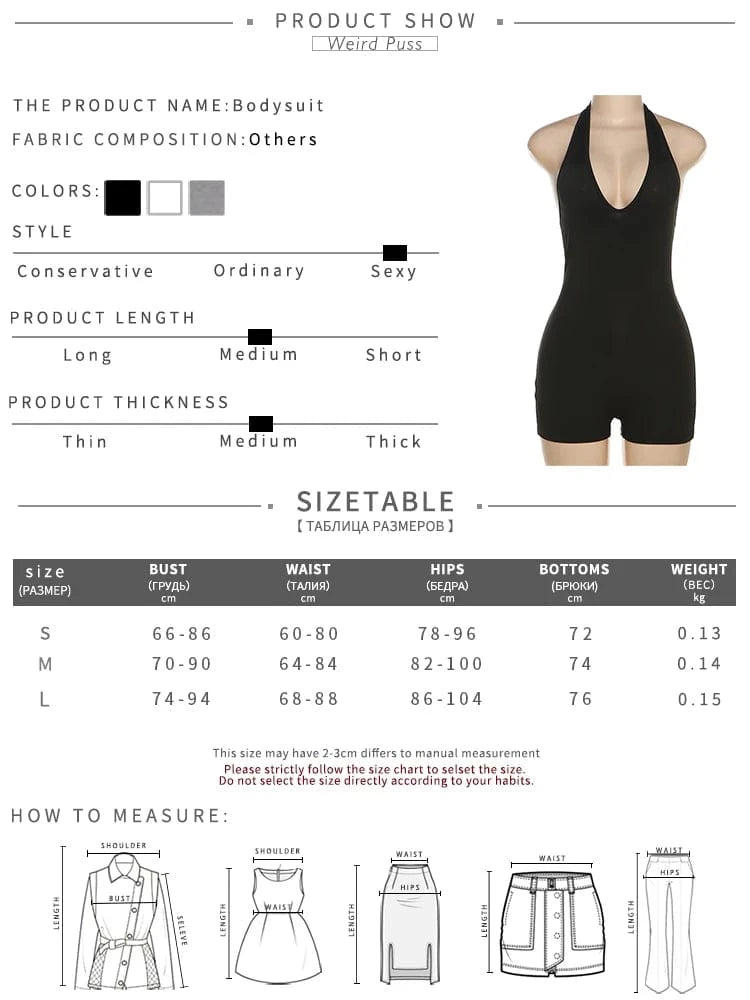 Weird Puss Halter Playsuits Women Fitness Sporty Backless Skinny Sleeveless V-Neck Casual Summer Solid Basic Streetwear Romper