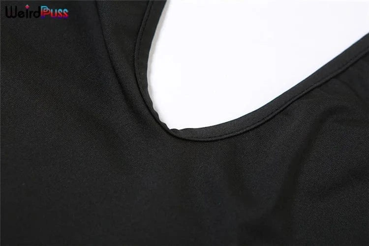 Weird Puss Halter Playsuits Women Fitness Sporty Backless Skinny Sleeveless V-Neck Casual Summer Solid Basic Streetwear Romper