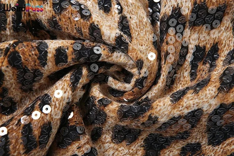 Weird Puss Leopard Print Mini Shorts Women Sequins Patchwork Wild Skinny Stretch Streetwear Autumn Midnight Sexy Trend Buttoms