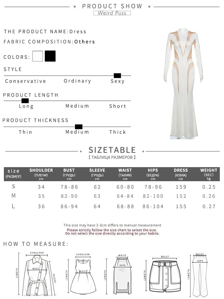 Weird Puss Mesh Patchwork Women Dress 2023 New Autumn Elegant Long Sleeve O-Neck Maxi Bodycon Skinny Stretch Clubwear Vestidos