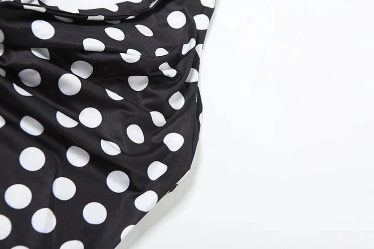 Weird Puss Polka Dot Print Tank Top Women Y2K Halter Swing Collar Backless Skinny Hottie Summer Midnight Street Basic Wild Vest