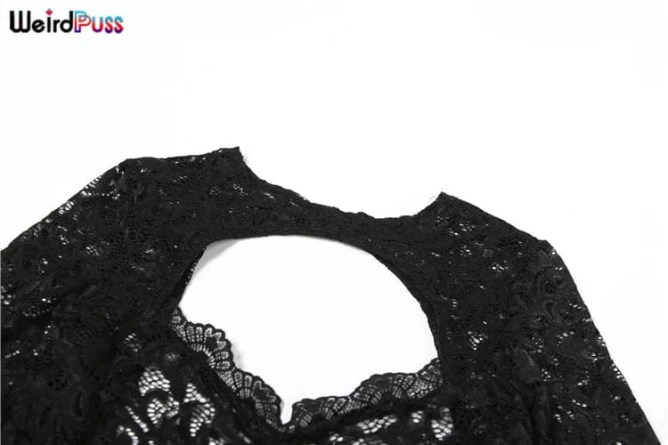 Weird Puss See Through 2 Piece Set Women Sexy Hollow Jacquard Backless Bodysuit+Leggings Tight Activity Clubwear Skinny Outfits