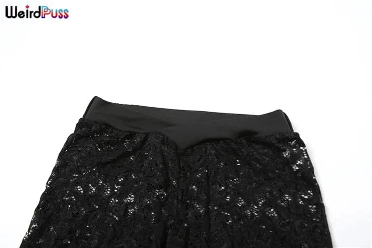 Weird Puss See Through 2 Piece Set Women Sexy Hollow Jacquard Backless Bodysuit+Leggings Tight Activity Clubwear Skinny Outfits