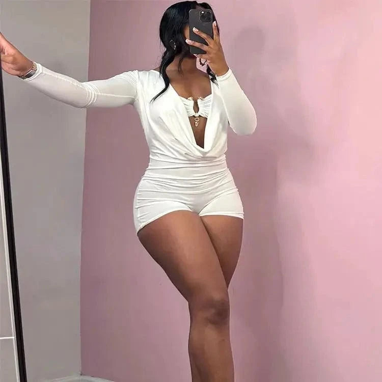 Weird Puss Sexy Women Swing Collar Romper+Metal buckle Bra Hipster Midnight Party Coquette New Spring Trend Workout Playsuits