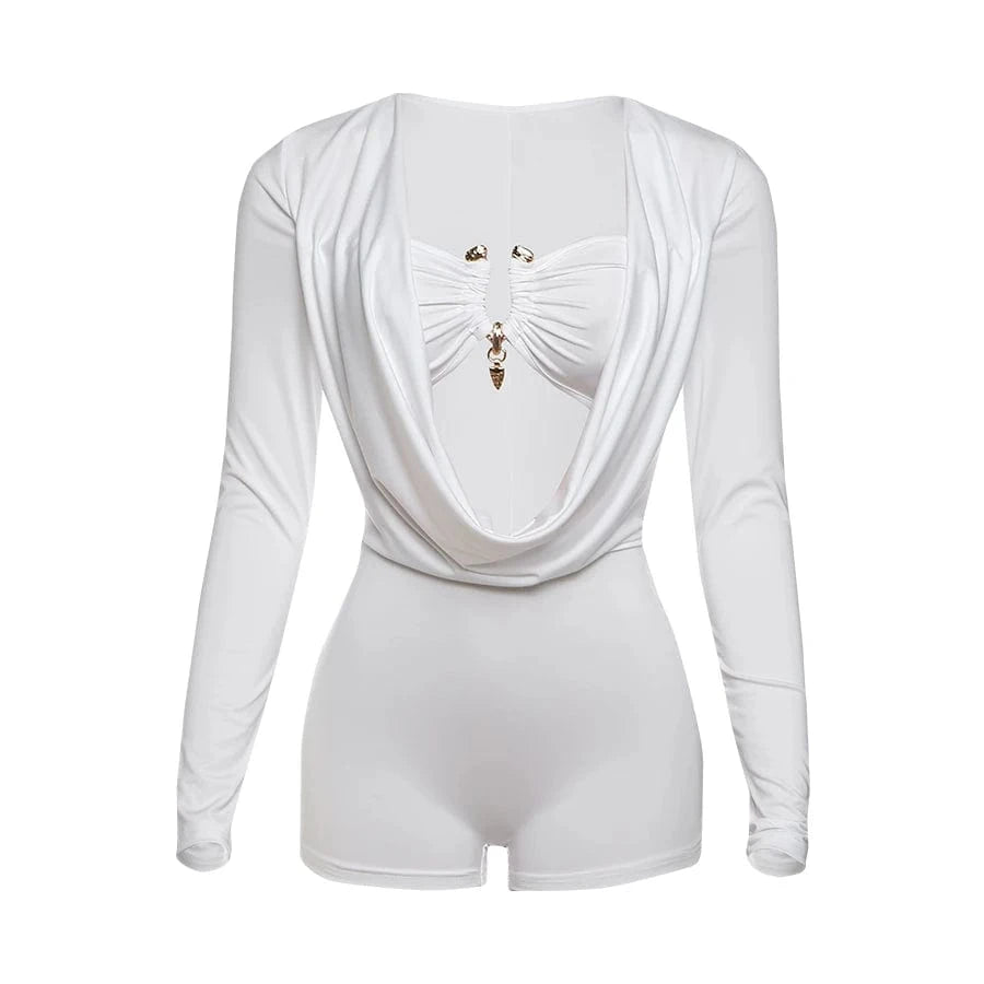 Weird Puss Sexy Women Swing Collar Romper+Metal buckle Bra Hipster Midnight Party Coquette New Spring Trend Workout Playsuits