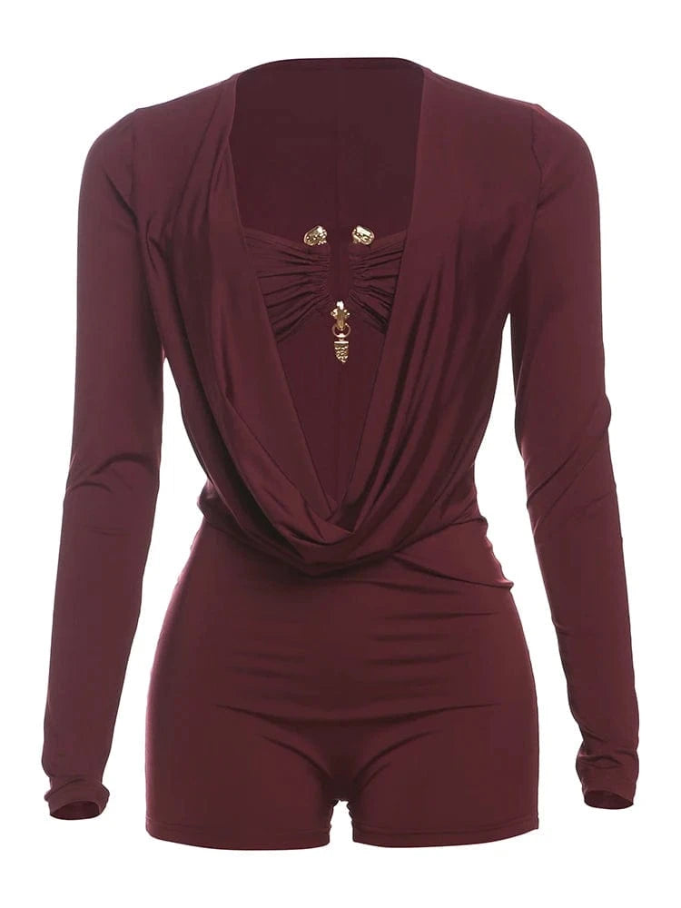 Weird Puss Sexy Women Swing Collar Romper+Metal buckle Bra Hipster Midnight Party Coquette New Spring Trend Workout Playsuits
