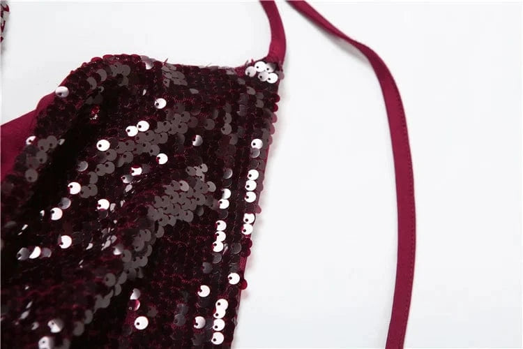 Weird Puss Y2K Sequins Sexy Camisole Women Backless Swing Collar Glitter Beach Vacation Wild Midnight Club Summer Trend Vest