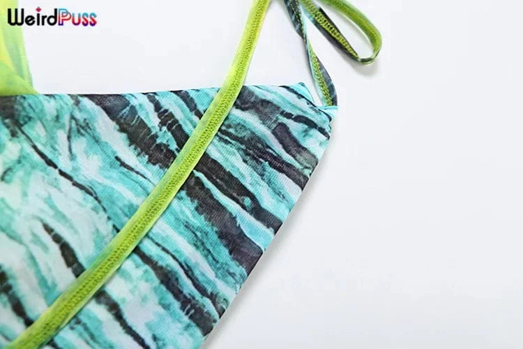 Weird Puss Y2K Summer Tank Tops Women Halter Swing Collar Thin Backless Irregular Bandage Loose Summer Hipster Midnight Camisole
