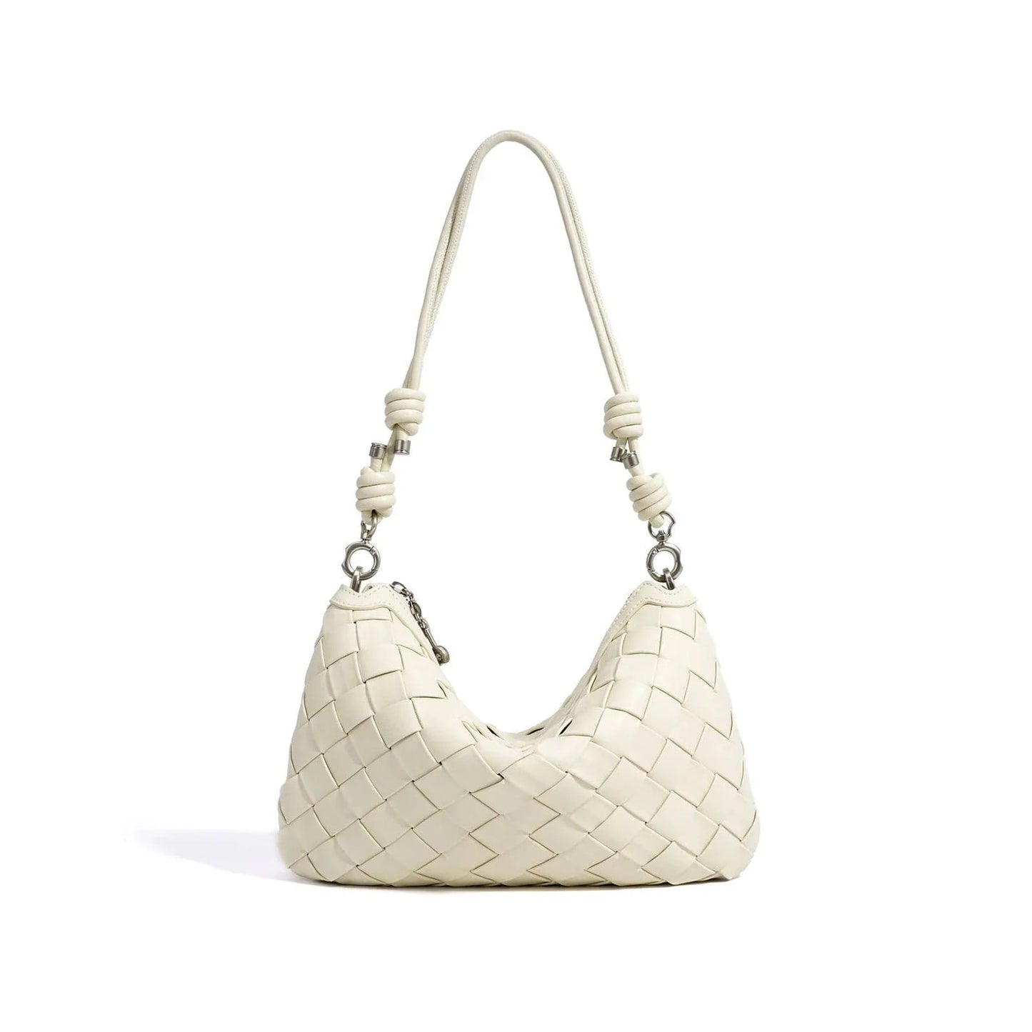 White 30*5*19cm 2025 New Design Woven Bag Luxury Genuine Cowhide Leather Women Handbag High-End Women's Hand-Woven Armpit Bag BOLSO DE LUJO