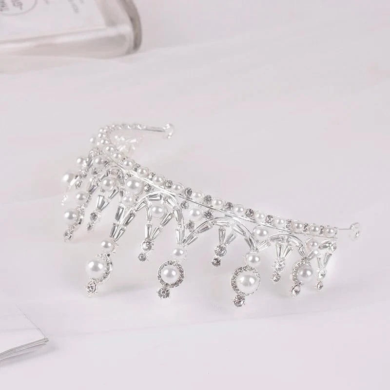 White bride pearl zircon tiaras and crowns wedding jewelry crown wedding accessories crown