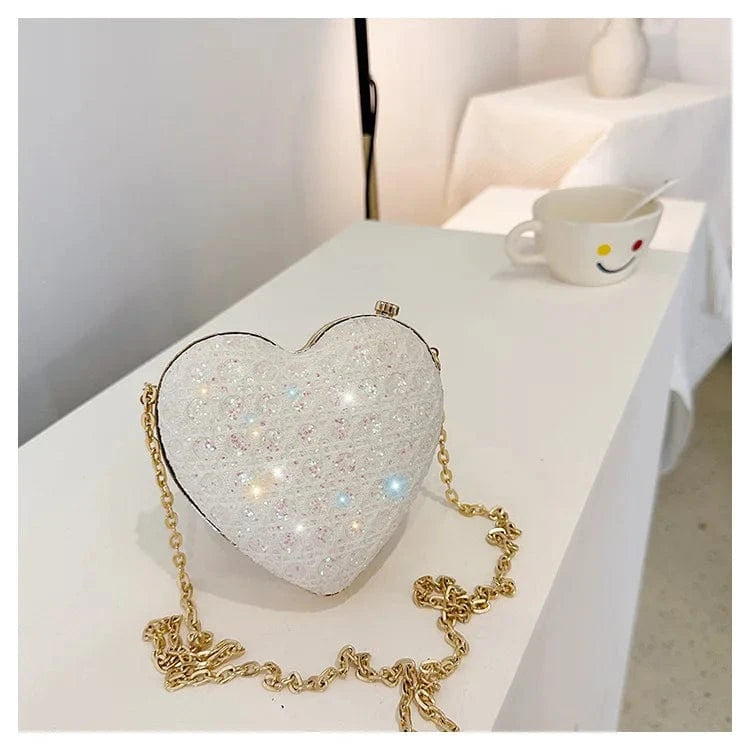 White Factory designer 2024 fashion boutique heart shape diamond women's shoulder bags handbags