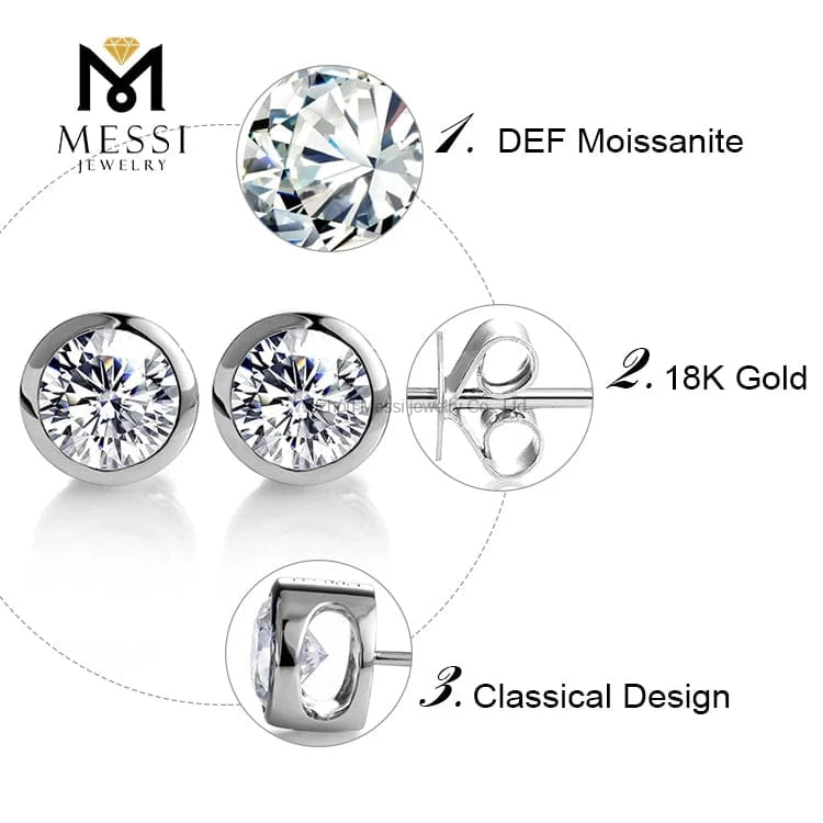 White Messi jewelry 18k solid gold latest fashion wedding jewelry earring