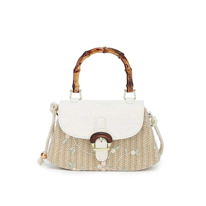 White New Box Shape weave Crossbody Hand Bag Girls Shoulder Bag Clutch Purse Cute Small Women's Handbags