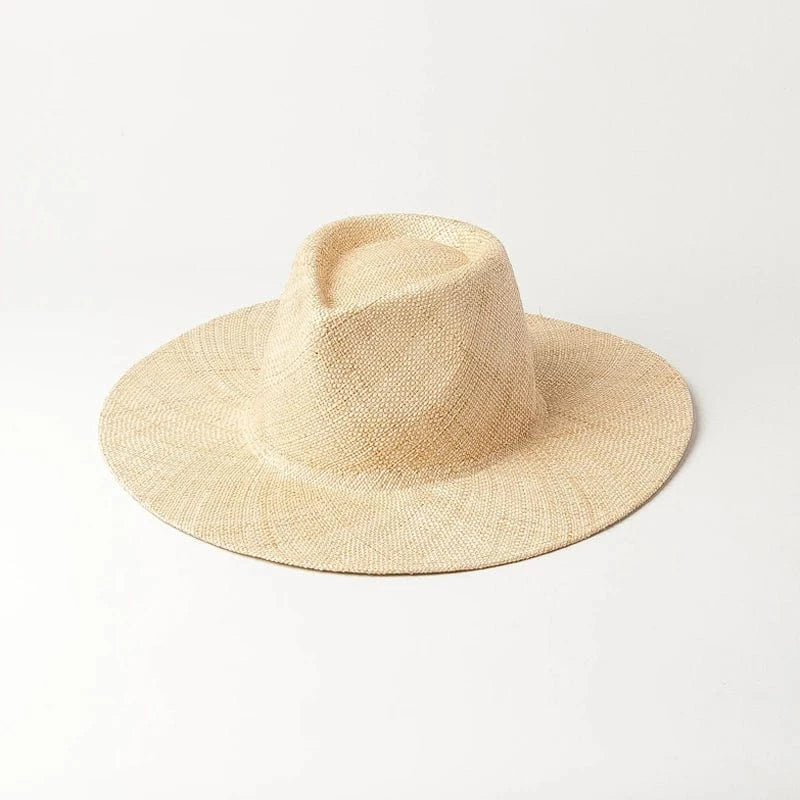 White Shinehats OEM Custom Logo Wholesale Wide Brim Fedora Panama Summer Hat Sombrero Chapeau Women Cowboy Sun Beach Straw Hats