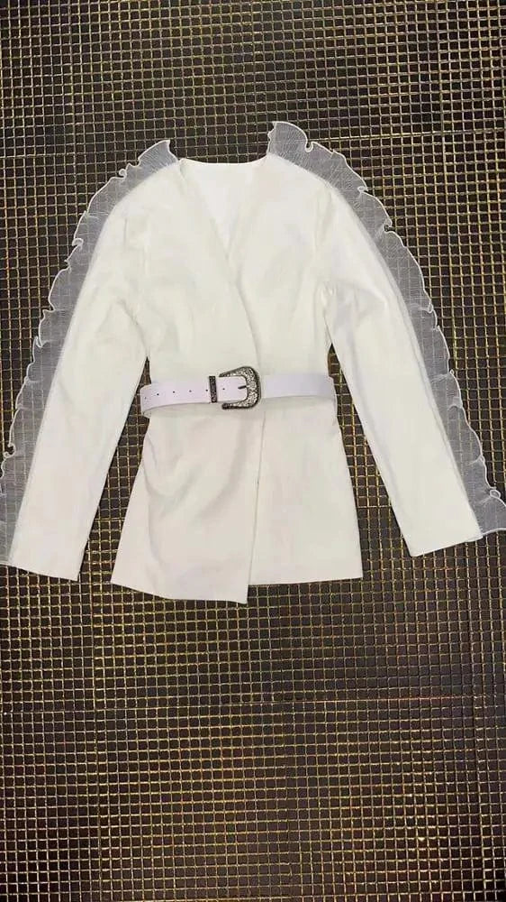 White Women Office Wear Tops and Pants Two Piece Set Women Clothing in Stock