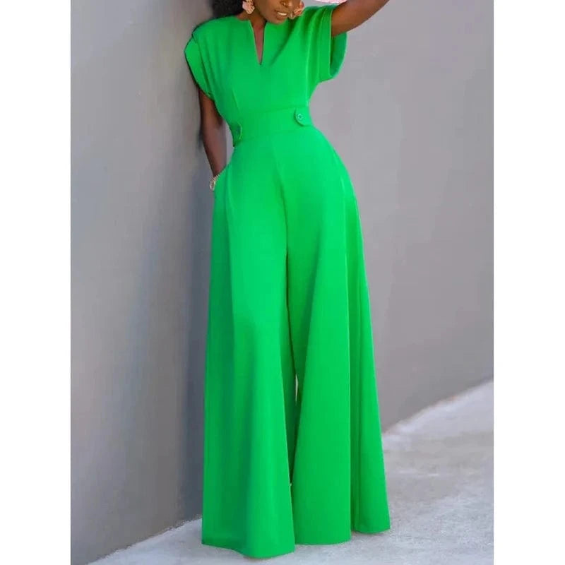 WHITE / XXL Women Black White Color Wide Leg Jumpsuits 2024 New Summer Cap Sleeves Loose Fashion Urban Casual Office Jump Suits