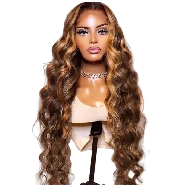 Wholesale 150% Highlight P4/27 Piano Color Human Hair With Baby Hairline Body Wave 13*4 Inch Wig For Black Women