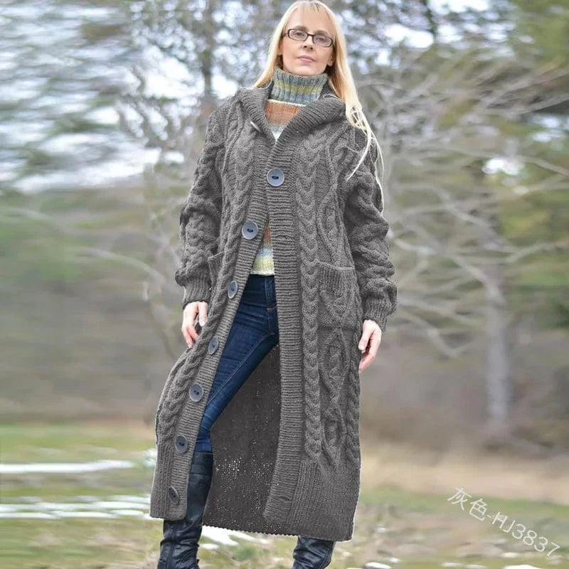 Wholesale 2023 New Autumn Winter Hoodie Open Placket Button Sweater Cardigan Women Knitted Sweater