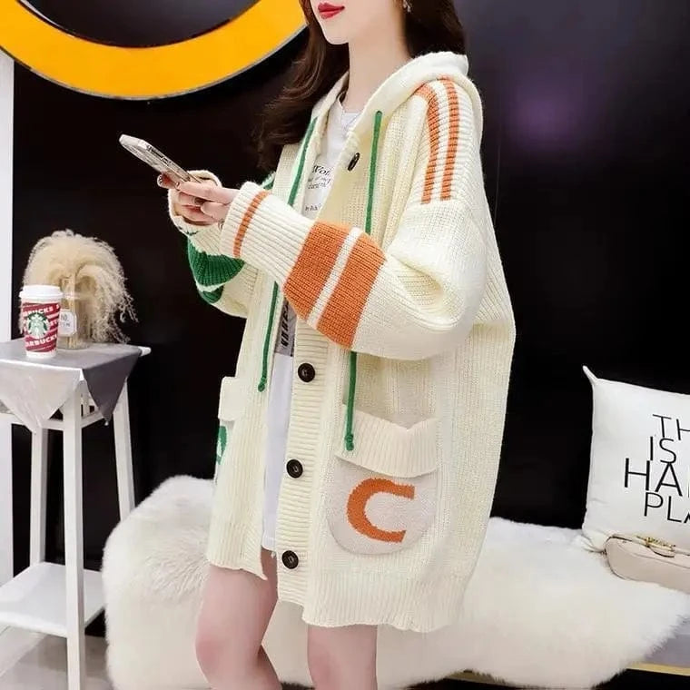 Wholesale 2024 autumn new arrival plus size loose fit batwing sleeve open front hoodies sweater coat
